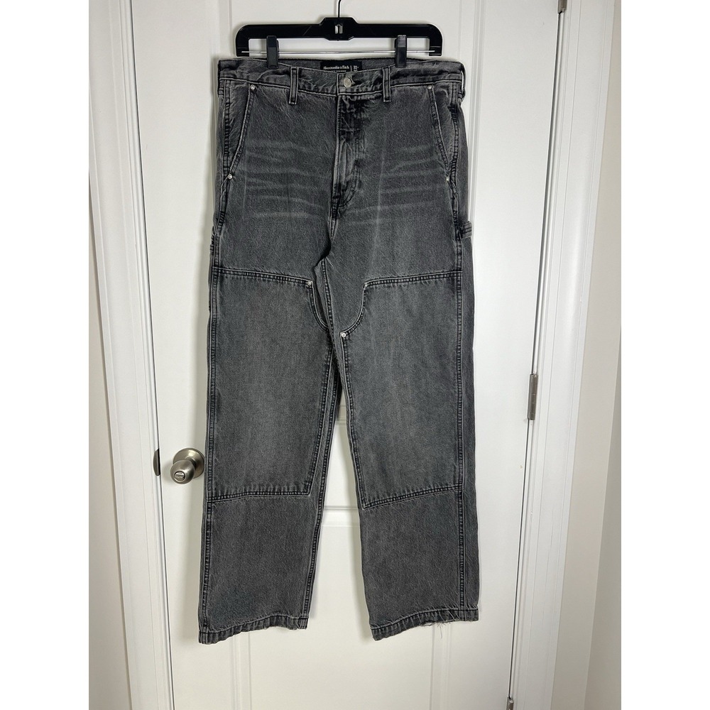 Men's Abercrombie & Fitch Authentic Rigid Denim Baggy Workwear Jeans 32x32 Black